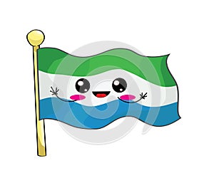 Cute cartoon illustration of Siera Leone flag photo