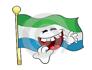 Laughing cartoon illustration of Siera Leone flag photo