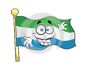 happy cartoon illustration of Siera Leone flag photo