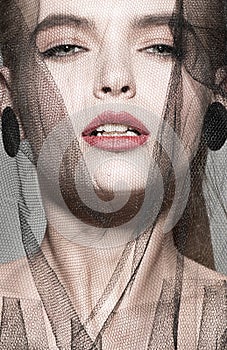 Veil fashion woman art vogue photo red lips