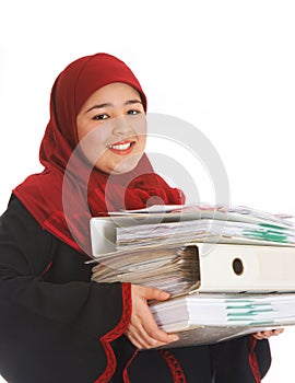 Veiled office worker