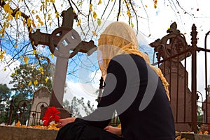 Veiled Woman at Grave