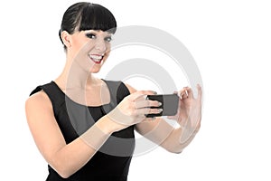 Vein Relaxed Happy Woman Taking A Self Portrait On Cell Phone