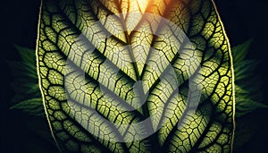 Veins of Nature: Close-Up of Green Leaf Texture, AI Generated
