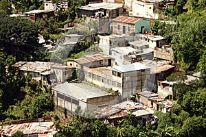 The poor homes near the Incienso Bridge in Guatemala City. photo