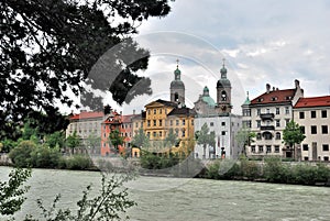 Veiw of river Salzach, Salzburg, Austria