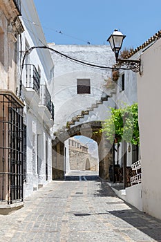 Vejer de la Frontera street. Spanish town in southern Spain photo