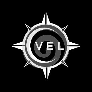 VEL abstract technology logo design on Black background. VEL creative initials letter logo concept photo