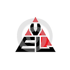 VEL triangle letter logo design with triangle shape. VEL triangle logo design monogram. VEL triangle vector logo template with red photo