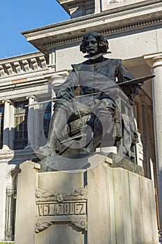 Velazquez Statue in front of Museum of the Prado in City of Madrid, Spain