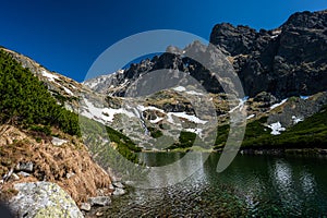 Velicke pleso or Velicke lake, Spring landscape of the Tatra Mountains, Slovakia