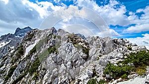 Velika Baba  - A scenic view on Jezerska Kocna in the mountains of Kamnik Savinja Alps in Carinthia, border Austria and Slovenia