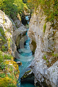 Velika Korita is canyon of Soca river in Soca valley, Slovenia