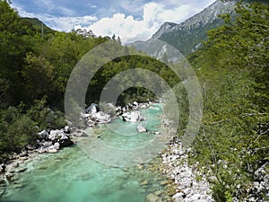 Velika Korita or Great Canyon of Soca river, Bovec,  Triglav National Park, Julian Alps, Slowenia