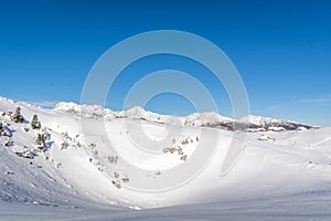 Velika Planina: dispersed high-elevation settlement in winter season, Slovenia