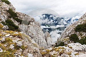 Velika Raduha mountain ridge cliff landscape.