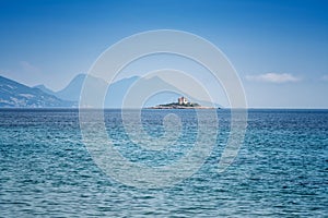 Velika Sestrica island with famous stone lighthouse, Croatia