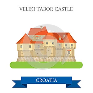 Veliki Tabor Castle Zagorje Croatia flat vector attraction sight