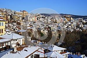 Veliko Tarnovo city in Bulgaria during winter