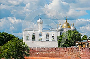 Veliky Novgorod. Russia. Kremlin with belfry and St. Sophia Cathedral