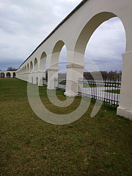 Veliky Novgorod, Russia. Yaroslav courtyard. The Former Marketplace