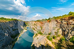 Velka America canyon, abandoned limestone quarry, Centran Bohemian Region, Czech republic