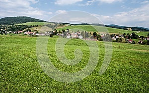 Velke Borove village with meadows and hills around in Slovakia