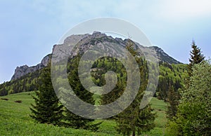 Velky Rozsutec, mountain in Mala Fatra, Slovakia, spring cloudy day