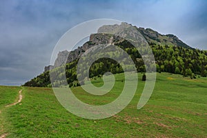 Velky Rozsutec, mountain in Mala Fatra, Slovakia, spring cloudy day