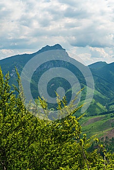 Velky Rozsutec and Osnica hills from Sokolie hill in Mala Fatra mountains in Slovakia