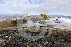 Veľký Rozsutec a Stol, pohľad z Poludnového Grúňa, Malá Fatra, Slovensko, Európa