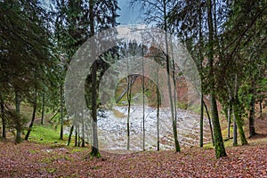 Velnio duobe or the Devil`s Pit, unusual geological phenomenon, an impressive underground cavity, located at