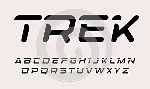 Velo trek letters set. Dynamic italic modern style alphabet. Font for sport events and promotions, gym logos, banner and