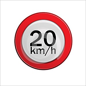 Velocidade maxima permitida 20 km h maximum speed limit in portuguese vector illustration photo