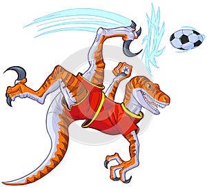 Velociraptor Bicycle Kicking Soccer Ball Vector Illustration photo