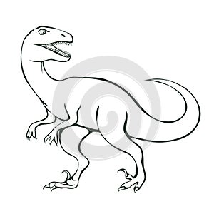 Velociraptor with dangerous claws on white background
