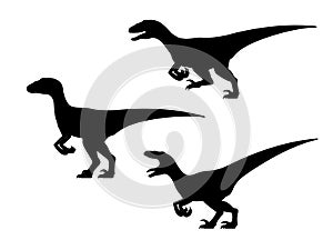 Velociraptor dinosaur silhouette set
