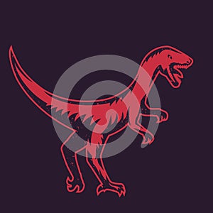 Velociraptor, predaceous dinosaur, red over dark