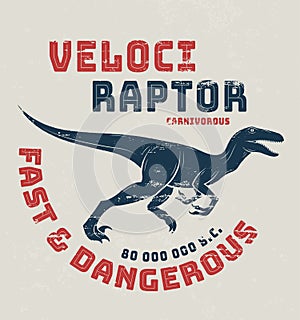 Velociraptor t-shirt design, print, typography. photo