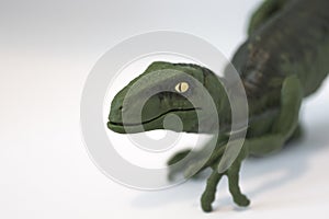 Velociraptor on white background ready to attack