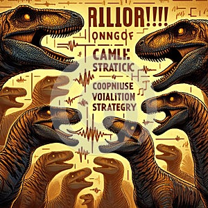 Velociraptors communicating using complex vocalizations to cor