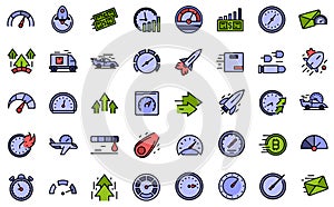 Velocity icons set line color vector