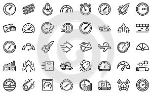 Velocity icons set, outline style