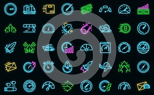 Velocity icons set vector neon