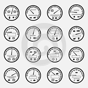 Velocity meters symbols vector illustration