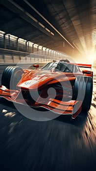 Velocity unleashed Race car zooms on the high speed race track