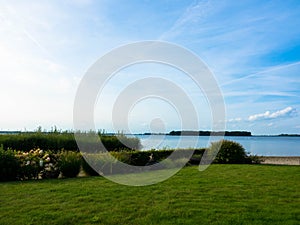 The Veluwemeer in the Netherlands. View of the beach called Strand Horst. Provinz Gelderland, The Netherlands.