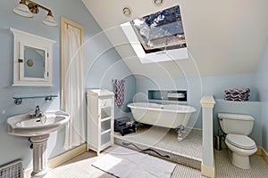 Velux bathroom with antique bath tub photo