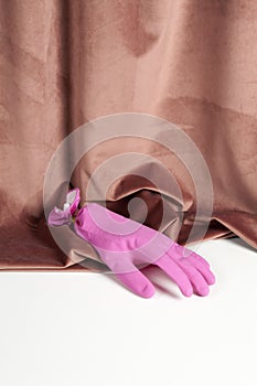 Velvet pink gradient plastic glove