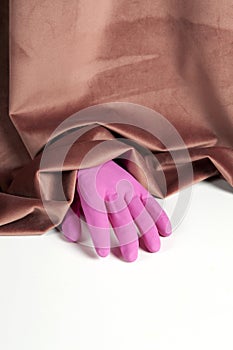 Velvet pink gradient plastic glove